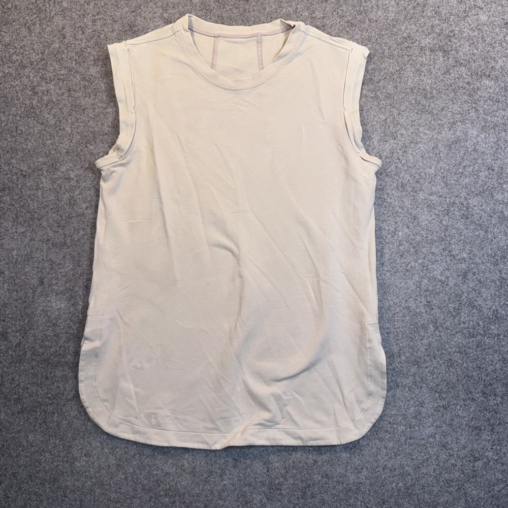 Lululemon All Yours Muscle Tank Size 8‎ Beige French Terry Cotton Blend